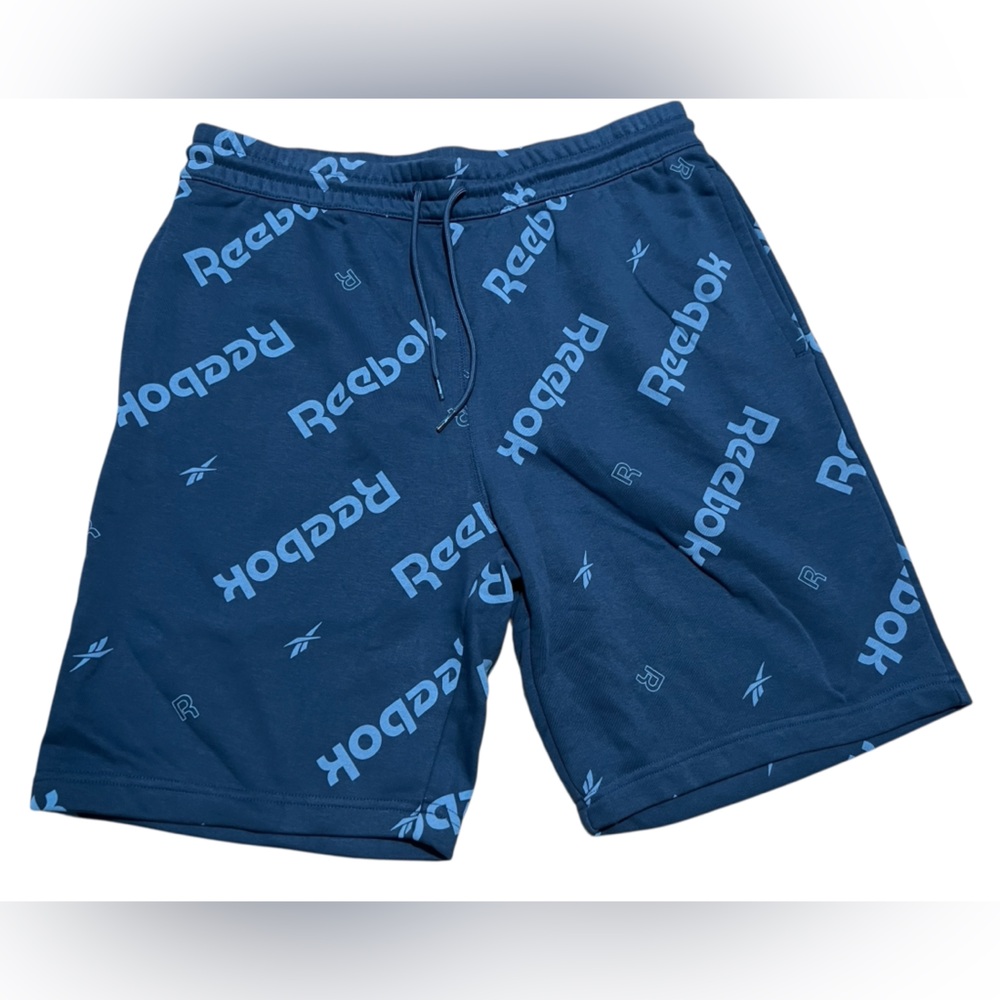 Reebok Men's all over print‎ Athletic Shorts blue size large terrycloth pockets